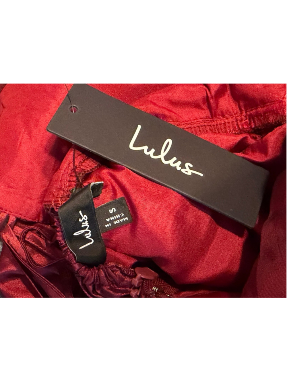 NWT Lulus Poised Passion Wine Red Taffeta Pleated Ruffled Midi Dress Size S - Picture 9 of 9